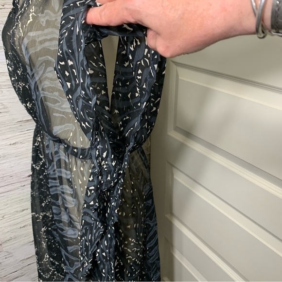AZURA Black Gray White Sheer Swim Cover Up Shift Dress Novelty Print One Size - Picture 5 of 11